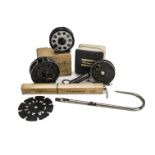 Angling Equipment, a vintage "Army & Navy" reel box together with a W Young & Son Beaudex fly