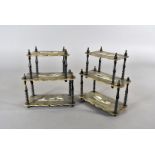 A pair of 19th Century tyrolian horn and antler inset miniature shelves, the three tier shelves