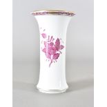 A Herend porcelain vase, having hand painted pink floral design, with gilt to the lower and upper