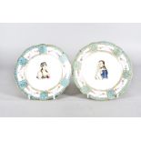 A pair of Commemorative Napoleon and Josephine porcelain cabinet plates, marked to reverse, 19 cm