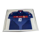 Zinedine Zidane, an adidas French shirt No 10 with COA stating signature is professionally assessed,