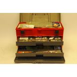 Two Plastic Tool Chests Brim-full of OO Scale Rolling Stock Kits and Detailing Parts, the kits