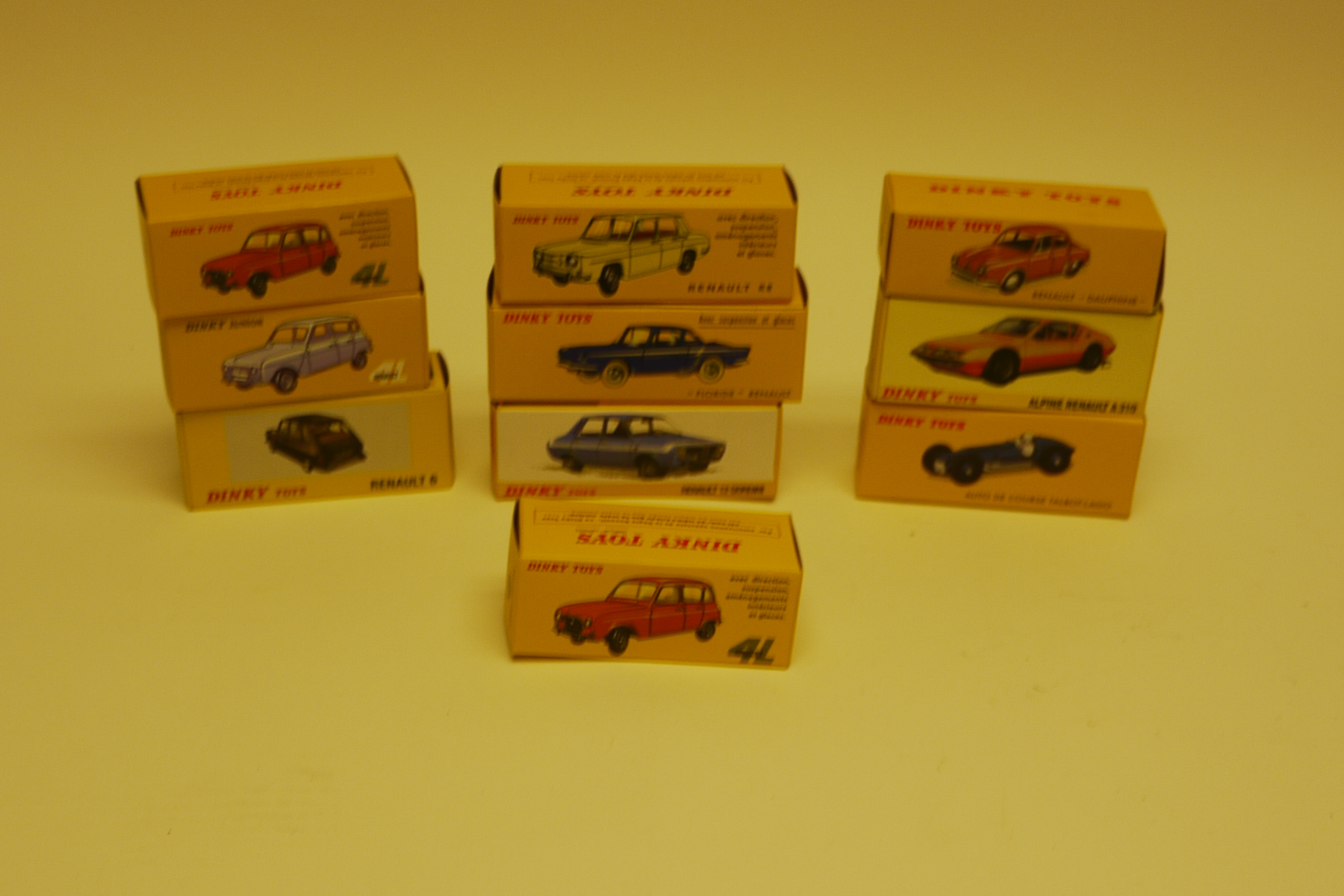 Atlas Editions Dinky, A boxed group of ten models including vintage private and competition, Renault