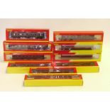 Hornby (China) 00 Gauge LMS maroon coaches, R4095A LMS 12-wheel Dining Car and nine other LMS