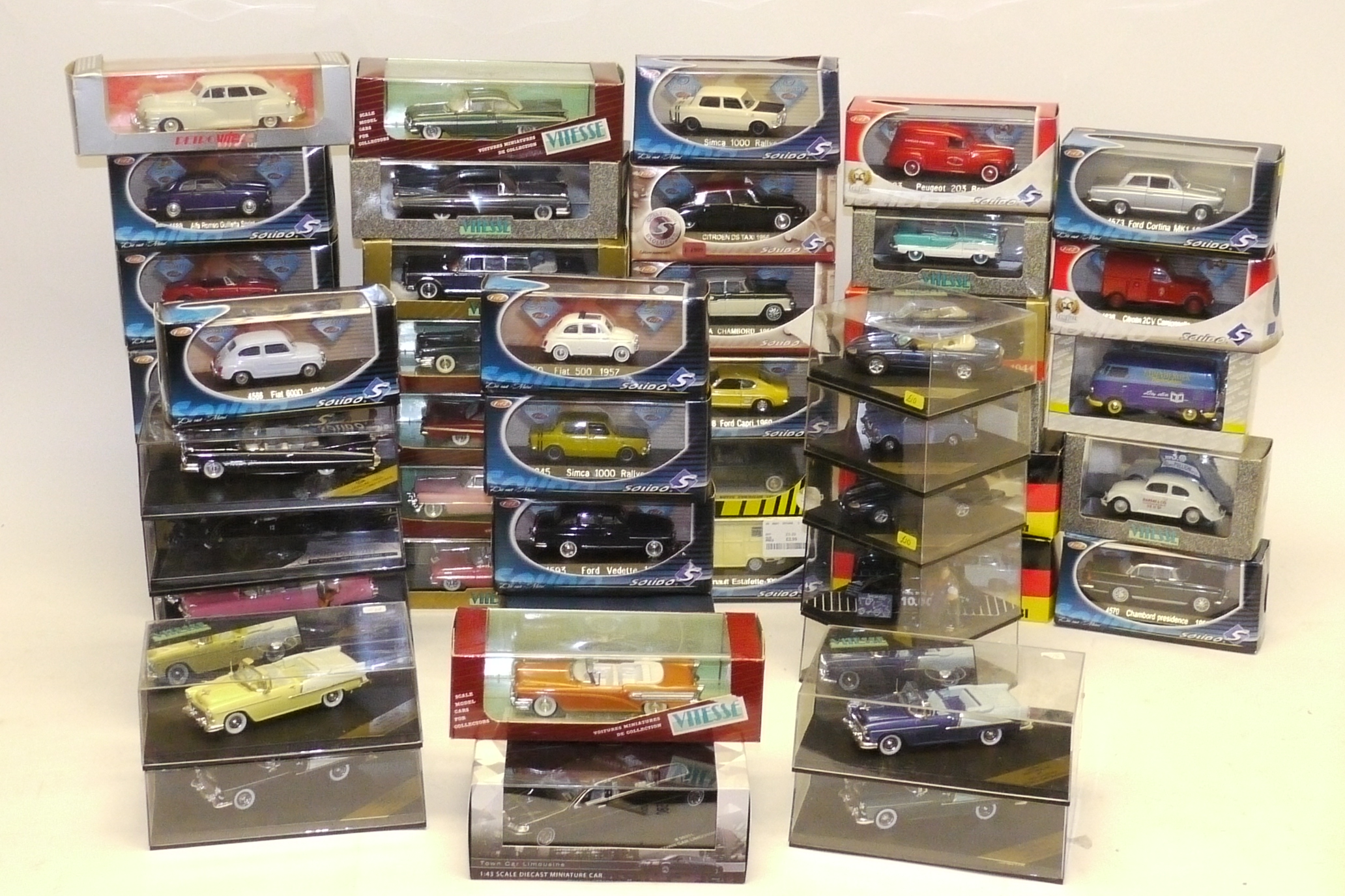 Solido and Vitesse Models, A boxed or cased collection of 1:43 scale vintage and modern private