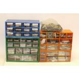 A Large Quantity of OO Gauge Wheels Motors Gears and Detailing Parts, including loco driving wheels,