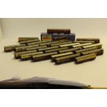 Large collection of Hornby Dublo 00 Gauge 3-Rail tinplate coaches, including Gresley Teak (4), BR