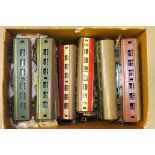 Unboxed Early Rovex/Triang OO Gauge Coaching Stock, a collection of Rovex LMS 6" coaches with