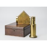 An early 19th Century lacquered brass Projection Microscope, with sprung stage and mirror box,