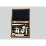 An early 19th Century Cary-type lacquered brass Simple and Compound Monocular Microscope,