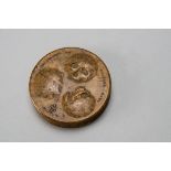 An early 19th Century treen Phrenology Patch Box 'Cranologie du Docteur Gall', the lid embossed with