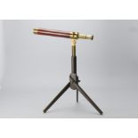 A 19th Century lacquered brass and mahogany 1?in. Two-Draw Telescope, 720mm long extended, with