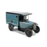 A Triangtois Wooden blue Ford Delivery Van, with white and black lining, black-painted roof,