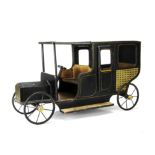 A rare G & J Lines Wooden Doll's Motor Limousine circa 1912, painted black with yellow lining,