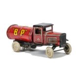 A Lines Bros Tri-ang Series lithographed tinplate Shell Motor Petrol Tanker, No.52/1 red, yellow