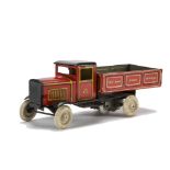 A Lines Bros Tri-ang Series lithographed tinplate Motor Lorry, No.50/1 red with black and white