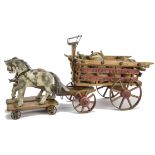 A G & J Lines Wooden Horse-Drawn Great Eastern Railway Heavy Delivery Van, varnished wood with red