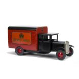 A Triangtois wood and steel Royal Mail Van, painted red and black, lithographed tinplate sign to