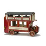 A G & J Lines Wooden General Omnibus, painted red and white, yellow lining, grey roof, open cab,