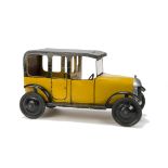 A Triangtois Wooden yellow Bull-Nose Doll's Series Taxi, roof, chassis and detail painted black,