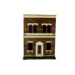 A G & J Lines No 6 boxed-back Dolls' House, with brick upper and stone lower façade, central front