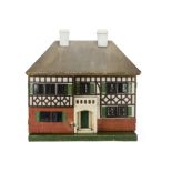 A Tri-ang Wooden Dolls' House similar to DH10, rough-cast and brick-paper façade, complex wood