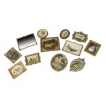 Dolls' House Pictures, pressed tinplate oval ornate picture frame with children playing --3¼in. (