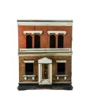 A G & J Lines No 4 boxed-back Dolls' House, childhood-named Marcia Cottage and Monica Cottage, brick