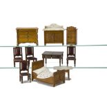Schneegas Dolls' House Furniture, marble topped washstand with embossed patterned doors --4¾in. (