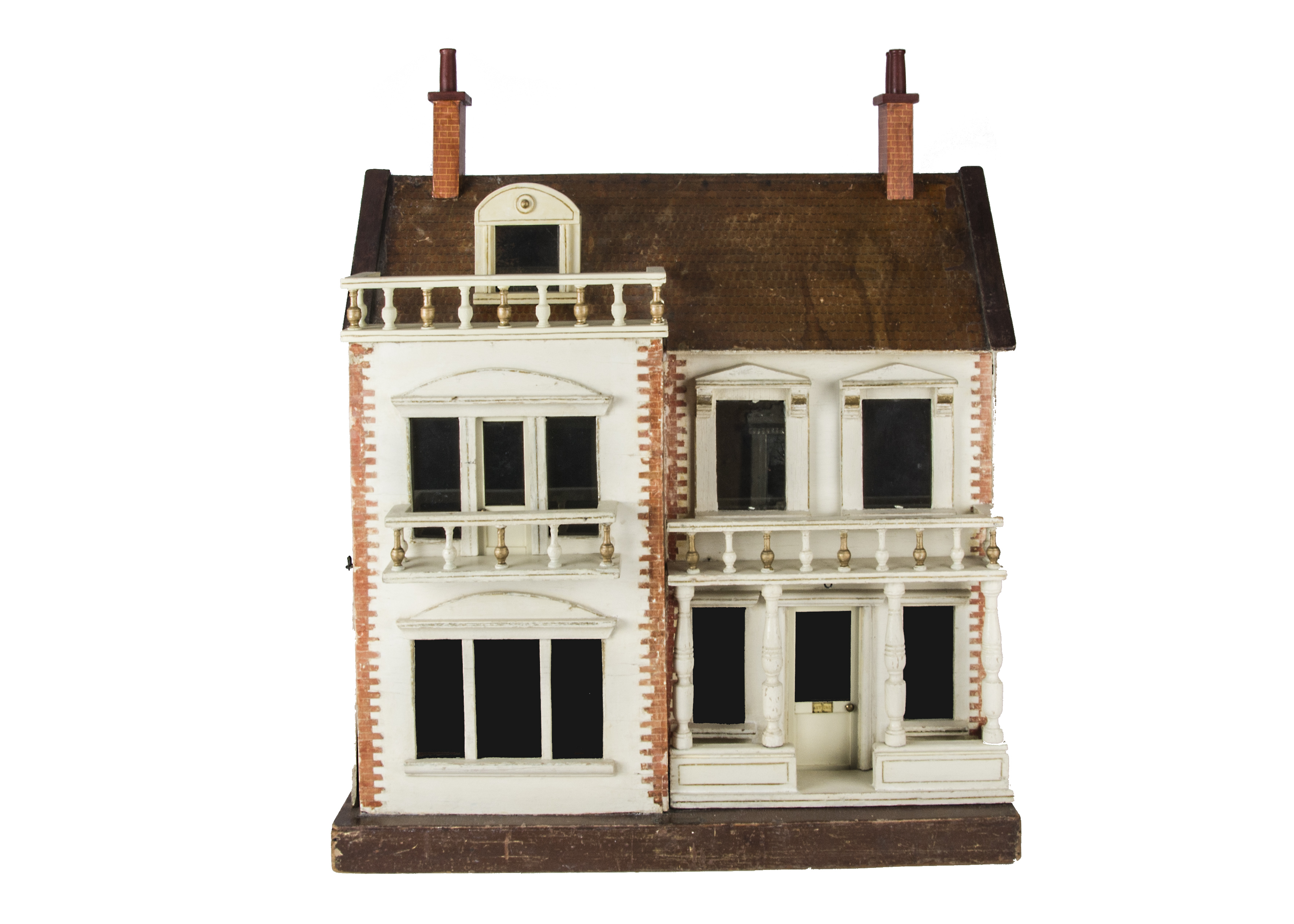 A G & J Lines for Gamages No 5 Dolls' House, painted cream with gold lining, half glazed front