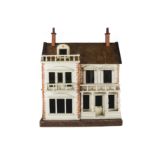 A G & J Lines for Gamages No 5 Dolls' House, painted cream with gold lining, half glazed front