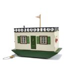 A Triangtois Dolls' House Houseboat 1932-33, painted cream with green painted hull, front door