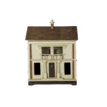 A small G & J Lines Dolls' House, with cream-painted façade, brick detail to edges, central front