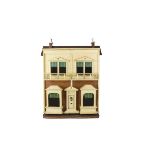 A G & J Lines No 20 boxed-back Dolls' House, with central front door with lion head knocker, bay