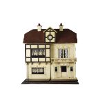 A G & J Lines No 34 The Clock House Dolls' House circa 1910, painted cream with gold lining, half-