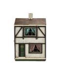 A small Tri-ang Wooden Size A Dolls' House, rough-cast and timbered façade, green front door with
