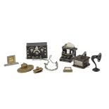 German metal Dolls' House Chattels, comprising typewriter and gramophone, probably Plank; tinplate