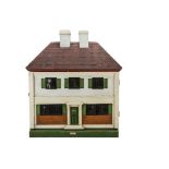 A Tri-ang Wooden Dolls' House for W S Cowell Ltd 1920s, rough-cast first floor, brick-paper ground