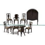 Tri-ang Period Queen Anne Dining Room Dolls' House Furniture, comprising dining cabinet --4¾in. (