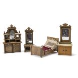 Two pieces of Kate O' Rourke Dolls' House Furniture, oak mirrored buffet --6¾in. (17cm.) high and