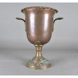 A Victorian copper planter, of urn form, with Pyrke & Sons label to the inside, having decorative