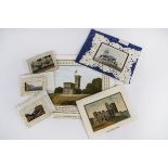 Ephemera, a small collection of 9 sand pictures, historic buildings and sea views, various sizes the