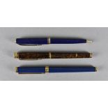 A modern Mont Blanc Noblesse Oblige rollerball pen, in blue and gold, together with a Mont Blanc