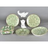 A small collection of Spode ceramics, comprising dishes and plates, together with a Staffordshire