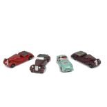 Dinky Toys 38b Sunbeam Talbot Sports, red body, maroon tonneau, black ridged hubs, similar example