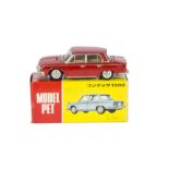 Asahi Toy Co (ATC) Model Pet No.29 Hino Contessa Coupe, red body, cream interior, silver trim, white