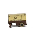 A Pre-War Dinky Toys 33r 'GWR' Mechanical Horse Trailer Van, brown/cream body, black smooth hubs,