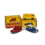 Dublo Dinky Toys, 068 Royal Mail Van, 067 Austin Taxi, 071 Volkswagen Delivery Van, in original