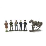 Greenwood & Ball 54mm figures (4) including 2 original boxes, unmarked marching bandsman and