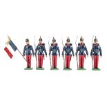 Recast Heyde 90mm 19th Century French Infantry including flagbearer, generally VG, 1 F, (6),